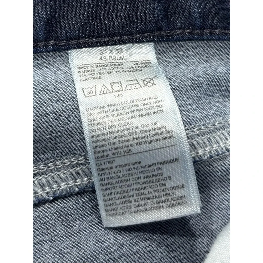 Banana Republic Traveler Jeans Mens 33x32 Blue Slim Straight Dark Wash Denim